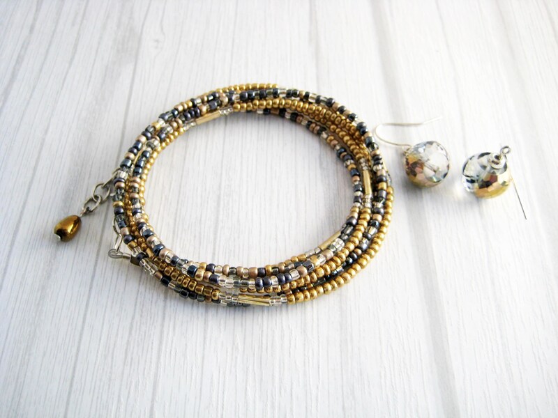 seed bead wrap bracelet | everyday jewelry | coastal 6 layer bracelet | includes free earrings